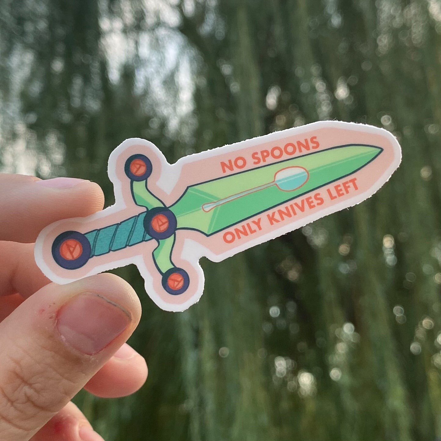 No Spoons Only Knives Left Chronic Illness Pastel Sticker